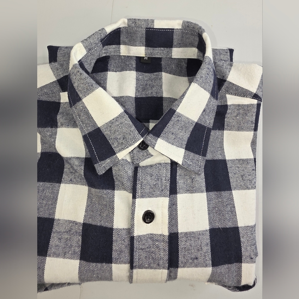 Minnesota Twins Checkered Button-Up Plaid Shirt Blue White Size Medium AB-2489 - Picture 8 of 8